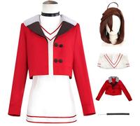 Kolegrial Ayase Momo Disfraz Mujer Cosplay Anime Dandadan Momo Ayase Uniforme Set Chaqueta Vestido Collar y Peluca Pendientes para Carnaval Halloween Fiesta Mascarada DAN DA DAN Traje