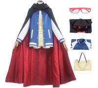 Kolegrial Ayase Seiko Disfraz con Gafas Mujer Cosplay Anime Dandadan Ayase Seiko Uniforme Set Capa y Chaqueta Top para Carnaval Halloween Fiesta Mascarada DAN DA DAN Traje
