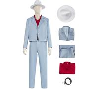 Kolegrial Bruno Disfraz Hombre Cosplay Die with A Smile Mars Vintage Smoking Set Chaqueta y Camisa Pantalón con Gorra Cinturón para Carnaval Halloween Fiesta Mascarada Traje