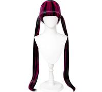 Kolegrial Draculaura Cosplay Peluca Mujer Multicolor Largo Doble Coleta Pelucas con Pony Fancy Dress Up Carnaval Halloween Fiesta Mascarada Elfo High School Vampiro Draculaura Disfraz Accesorios Wig