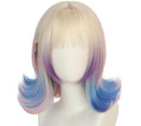 Kolegrial Enid Sinclair Cosplay Peluca Mujer Gradiente de Color 32CM Corto Rizos Pony Peluca Fancy Dress Up Season 2 Wolf Girl Enid Sinclair Halloween Carnaval Fiesta Mascarada Disfraz Accesorios Wig