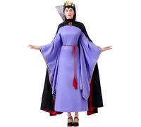 Kolegrial Evil Queen Disfraz Mujer Cosplay Blancanieves Reina Outfit Set Vestido con Capa y Corona Cordón para Carnaval Halloween Fiesta Cumpleaños Mascarada Teatro Performance Fancy Traje