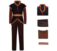 Kolegrial Hombre Kristoff Disfraz Cosplay Reina de Las Nieves Kristoff Set Chaleco Top Pantalones Cinturón para Fancy Dress Up Halloween Navidad Carnaval Fiesta Cumpleaños Mascarada Traje, Marrón