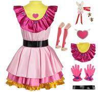 Kolegrial Hoshino Ai Disfraz Mujer Cosplay Anime Oshi no ko Idol Performances Uniforme Set Vestido Tocado Cinturón Guantes Calcetines para Carnaval Halloween Fiesta Mascarada Juego de rol Traje, Rosa