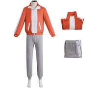 Kolegrial Jin Enjoji Disfraz con Máscara Hombre Cosplay Anime Dandadan Enjoji Jin Sport Casual Uniforme Set Zip Chaqueta y Pantalones para Carnaval Halloween Fiesta Mascarada DAN DA DAN Traje