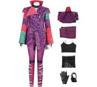 Kolegrial Mal Disfraz Mujer Cosplay Descendientes 3 Mal Uniforme Set Chaqueta y Camiseta Chaleco Pantalones Guantes para Carnaval Halloween Fiesta Mascarada Fancy Juego de rol Traje