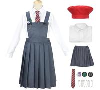 Kolegrial Matilda Disfraz con Gorro Mujer Cosplay Matilda The Musical Uniforme Set Camisa Falda Corbata et Accesorios para Carnaval Halloween Fiesta Mascarada Teatro Performance Fancy Traje, Gris