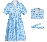 Kolegrial Matilda Disfraz Mujer Cosplay Matilda The Musical Uniforme Azul Print Vestido y Cinturón para Navidad Carnaval Halloween Fiesta Cumpleaños Mascarada Teatro Performance Fancy Traje