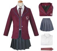 Kolegrial Matilda Disfraz Mujer Cosplay Matilda The Musical Uniforme Escolar Set Chaqueta Camisa Falda Corbata para Carnaval Halloween Fiesta Cumpleaños Mascarada Teatro Performance Fancy Traje, Rojo