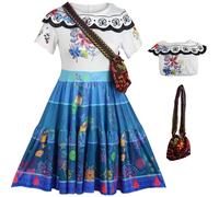 Kolegrial Mirabelle Disfraz con Bolso Mujer Cosplay Magic Family Mirabelle Vintage Floral Estampado Vestido para Navidad Carnaval Halloween Fiesta Mascarada Fancy Juego de rol Traje