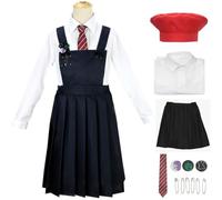 Kolegrial Niñas Matilda Disfraz con Gorro Cosplay Matilda The Musical Uniforme Set Camisa Falda Corbata et Accesorios para Carnaval Halloween Fiesta Mascarada Teatro Performance Fancy Traje, Negro