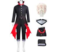 Kolegrial Okarun Disfraz Hombre Cosplay Anime Dandadan Takakura Ken Transformación Uniforme Set Top Pantalones con Máscara y Peluca para Carnaval Halloween Fiesta Mascarada DAN DA DAN Traje