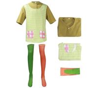 Kolegrial Pippi Disfraz Mujer Cosplay Pippi Longstocking Outfit Delantal y Top Calcetines Set para Carnaval Halloween Fiesta Mascarada Fancy Juego de rol Traje