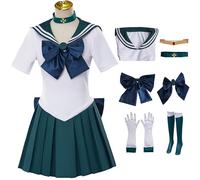 Kolegrial Sailor Neptune Disfraz Mujer Cosplay Anime Sailor Neptune KaiOu Michiru Transformación Uniforme con Accesorios Set 7 Piezas para Carnaval Halloween Fiesta Cumpleaños Mascarada Traje