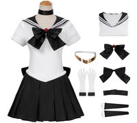 Kolegrial Sailor Pluto Disfraz Mujer Cosplay Anime Sailor Pluto Meiou Setsuna Transformación Uniforme con Accesorios Set 7PCS para Carnaval Halloween Fiesta Cumpleaños Mascarada Traje