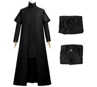 Kolegrial Snape Disfraz Hombre Cosplay Mago Severus Snape Uniforme Set Túnica y Forro para Adulto Carnaval Halloween Fiesta Cumpleaños Mascarada Teatro Performance Traje