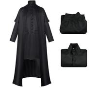 Kolegrial Snape Disfraz Hombre Cosplay Mago Severus Snape Uniforme Túnica y Forro Set para Adulto Carnaval Halloween Fiesta Cumpleaños Mascarada Teatro Performance Traje