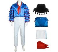 Kolegrial Stanley Disfraz Hombre Cosplay Maskman Jim Carrey Stanley Vintage Disco Rock Uniforme Set Camisa Pantalón con y Gorro para Carnaval Halloween Fiesta Cumpleaños Mascarada Traje