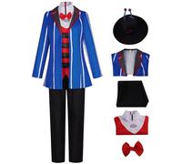 Kolegrial VOX Disfraz con Gorro Hombre Cosplay Infierno TV Demonio Señores VOX Uniforme Set Chaqueta Top Pantalón Pajarita para Adulto Carnaval Halloween Fiesta Mascarada Fancy Juego de rol Traje