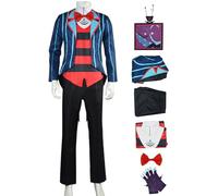 Kolegrial VOX Disfraz con Máscara Hombre Cosplay Infierno TV Demonio VOX Uniforme Set Chaqueta Top Pantalón Pajarita Guantes para Adulto Carnaval Halloween Fiesta Mascarada Fancy Juego de rol Traje