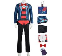 Kolegrial VOX Disfraz con Máscara Hombre Cosplay Infierno TV Demonio VOX Uniforme Set Chaqueta Top Pantalón Pajarita Guantes para Adulto Carnaval Halloween Fiesta Mascarada Fancy Juego de rol Traje