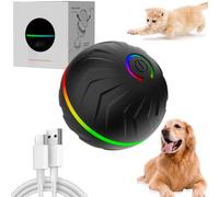 KOLGEIKJ Juguetes interactivos para perros, bola vibratoria para perros con luz LED flash, juguete interactivo para mascotas, bola rodante automática, bola inteligente de movimiento automático para