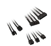 KOLINK Six Cable Extension Sets Sleeved Cable Kit - Includes 24-Pin 4+4-Pin 8-Pin and 6+2-Pin PC Cable - Pcie Cable Works with PCIe 5.0 (Black/White)