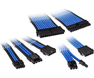 KOLINK Six Cable Extension Sets Sleeved Cable Kit - Includes 24-Pin 4+4-Pin 8-Pin and 6+2-Pin PC Cable - Pcie Cable Works with PCIe 5.0 (Blue)