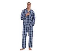 kolipajam Conjunto de pijama de algodón para hombre, 2 piezas, ropa de dormir PJS con bolsillos, Azul Claro Cuadros, S