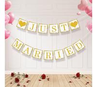Koliphy Cartel de recién casados, suministros de fiesta colgante de boda de papel, decoraciones románticas de recién casados, recién casados, despedida de soltera, aniversario, decoraciones temáticas