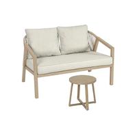 Koll Living Juego de salón Amber | Conjunto de asientos para exteriores con sofá de jardín, sillas de jardín y mesa, acero en aspecto de madera, sin mantenimiento, resistente a los rayos UV y a la