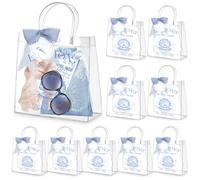Kolldenn 10 bolsas de regalo transparentes Last Toast on the Coast con asa, bolsas de mano para dama de honor con 10 etiquetas de etiquetas, 7.87 x 7.87 x 3.15 pulgadas, plástico transparente