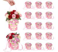 Kolldenn 12 bolsas de regalo de papel con forma de ramo de flores portátiles para el día de San Valentín, día de la madre, boda, fiesta, despedida de soltera, regalo de cumpleaños y envoltura de