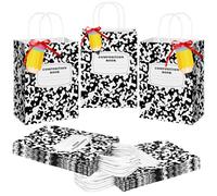 Kolldenn 24 bolsas de papel de agradecimiento para profesores con asas y tarjetas de lápiz, libro de composición, bolsas de regalo de agradecimiento con cinta para la semana de agradecimiento del