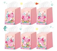 Kolldenn 24 bolsas de regalo de fiesta con temática de anfibios, bolsas de regalo de animales lindos con asas para decoración de fiesta de cumpleaños temática de ajolote