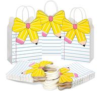 Kolldenn 24 bolsas de regalo para profesores, bolsas de papel de composición con asas, línea de cuaderno, regalos para profesores, bolsa de regalo para jardín de infantes, preescolar, bienvenida