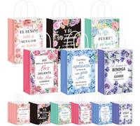 Kolldenn 24 bolsas de regalo religiosas con versículo bíblico en español, bolsas de papel inspiradoras con asas, regalos de iglesia cristiana a granel para mujeres, bodas, cumpleaños, Pascua, primera