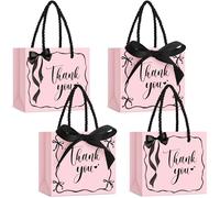 Kolldenn 24 mini bolsas de regalo de coqueta con cintas, bolsa de regalo de agradecimiento con asas de 5.5 x 2.5 x 4.7 pulgadas, bolsa de papel con lazo para bodas, baby shower, dama de honor, fiesta