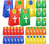 Kolldenn 30 bolsas de regalo cristianas con calcomanías de la Biblia, regalo de Jesús te ama, bolsas de regalo religiosas a granel para Jesús, cumpleaños, iglesia, actividades de fiesta cristiana