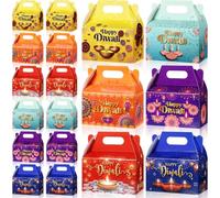 Kolldenn 48 cajas de regalo de fiesta Happy Diwali, cajas de regalo de Diwali, festival indio de luces, cajas de regalo a dos aguas, dulces, aperitivos, azúcar, chocolate, cajas de regalo para