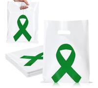 Kolldenn 50 bolsas de concienciación sobre la salud mental, cinta verde, bolsas de regalo para concienciación sobre el cáncer de hígado con asa para parálisis cerebral, glaucoma, trastorno bipolar