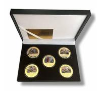 Kollections4you Guerra Mundial 2 The Battle For Berlín x5 Chapado en Oro Doble Cara Conmemorativa Monedas en Mostrador Caja - WW2 Segunda