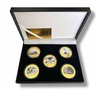 Kollections4you Guerra Mundial 2 The Battle of Iwo Jima x5 Chapado en Oro Doble Cara Conmemorativa Monedas en Mostrador Caja - WW2 Segunda