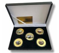 Kollections4you Guerra Mundial 2 The Battle of Kursk x5 Chapado en Oro Doble Cara Conmemorativa Monedas en Mostrador Caja - WW2 Segunda