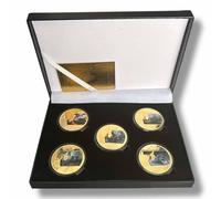 Kollections4you Guerra Mundial 2 The Battle of Stalingrad x5 Chapado en Oro Doble Cara Conmemorativa Monedas en Mostrador Caja - WW2 Segunda