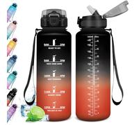 KollyKolla Botella Agua 1.5L, Botella Agua Motivadora, Botella de Agua con Pajita, Prueba de Fugas, Reutilizable Cantimplora para Adulto, Colegio, Gimnasio, Oficina, Bicicleta, Gym, Fitness
