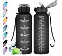 KollyKolla Botella Agua 1.5L, Botella Agua Motivadora, Botella de Agua con Pajita, Prueba de Fugas, Reutilizable Cantimplora para Adulto, Colegio, Gimnasio, Oficina, Bicicleta, Gym, Fitness