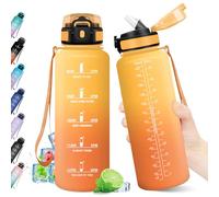 KollyKolla Botella Agua 1.5L, Cantimplora Reutilizable, con Pajita, Botella Motivacional, con Marca de Tiempo, sin BPA, Cantimplora para Gimnasio, Oficina, Escuela, Sport, Bicicleta