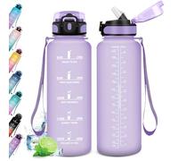 KollyKolla Botella Agua 1.5L Motivadora, Botella de Agua con Pajita, Prueba de Fugas, Reutilizable Cantimplora para Adulto, Colegio, Gimnasio, Oficina, Bicicleta, Gym, Fitness