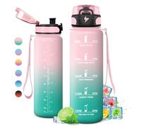 KollyKolla Botella Agua 1 litro, Botella Agua Motivadora, Botella Gimnasio, Prueba de Fugas, sin BPA, Reutilizable Cantimplora para Adulto, Colegio, Gimnasio, Oficina, Bicicleta, Gym, Fitness